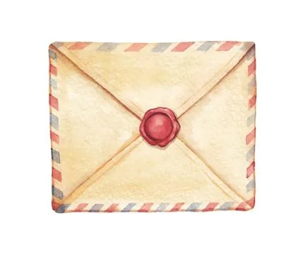 Watercolor envelope Stock Illustration