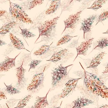 Watercolor feather background Stock Illustration