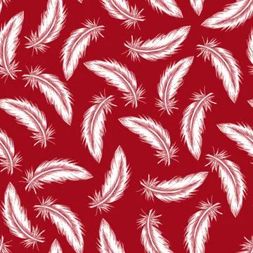 Watercolor Feather Pattern . Seamless boho style texture with elegant pink... 写真素材