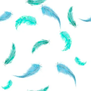 Watercolor feathers seamlless pattern boho style clip art on white background Illustrazione stock