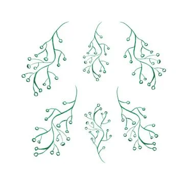Watercolor floral objects set. Winter branches isolated on white background.  Stock Illustration