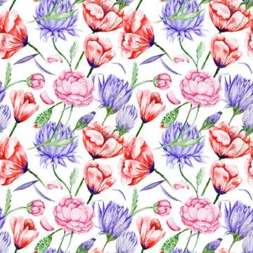 Watercolor Floral Pattern Stock Illustration
