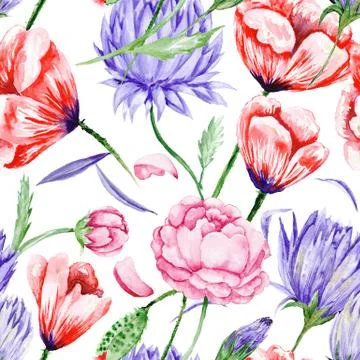 Watercolor Floral Pattern Stock Illustration