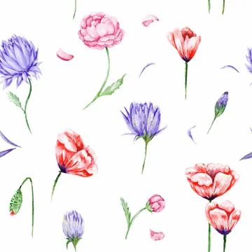 Watercolor Floral Pattern Stock Illustration