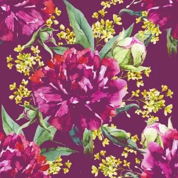 Watercolor floral pattern Stock Illustration