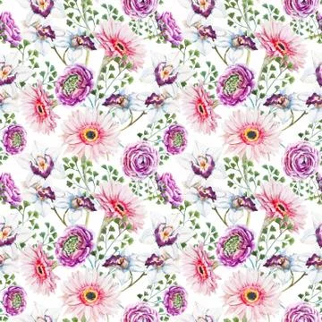Watercolor floral pattern 스톡 일러스트