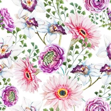 Watercolor floral pattern Stock Illustration