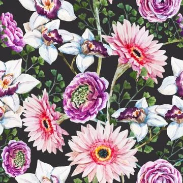 Watercolor floral pattern Stock Illustration