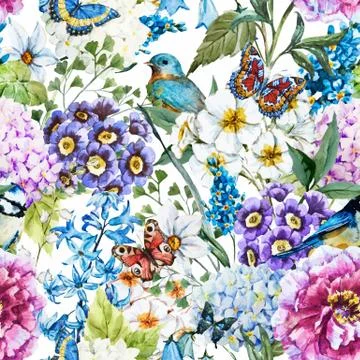 Watercolor floral pattern Stock Illustration