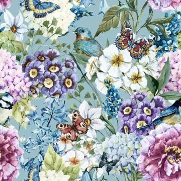 Watercolor floral pattern Stock Illustration