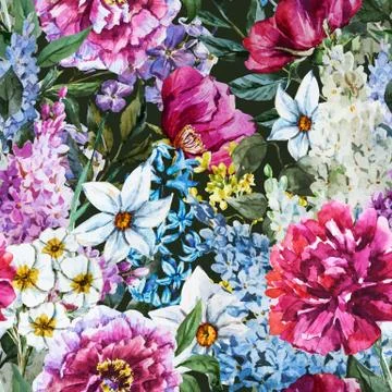 Watercolor floral pattern Stock Illustration