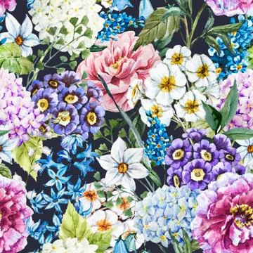 Watercolor floral pattern Stock Illustration