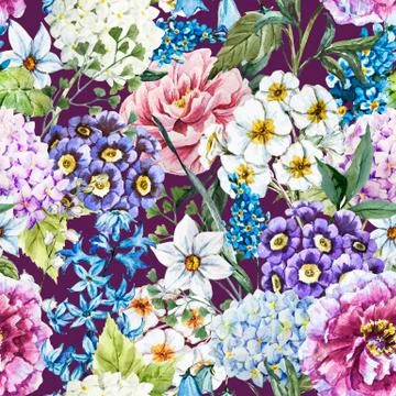 Watercolor floral pattern Stock Illustration