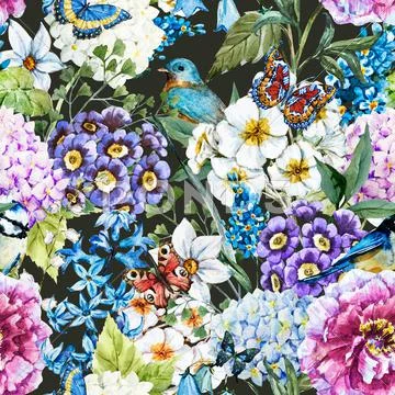 Watercolor floral pattern Stock Illustration