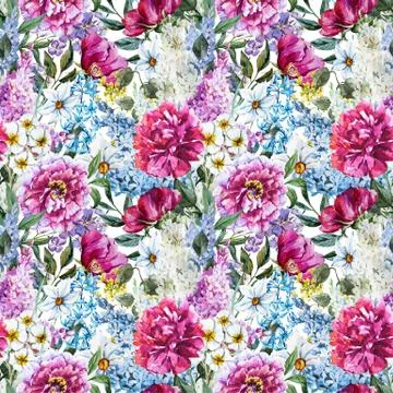 Watercolor floral pattern Stock Illustration