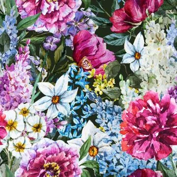 Watercolor floral pattern Stock Illustration