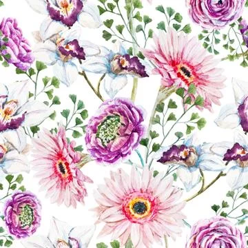 Watercolor floral pattern Stock Illustration