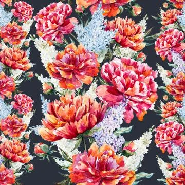 Watercolor floral pattern Stock Illustration