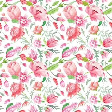 Watercolor Floral Pattern Illustrazione stock
