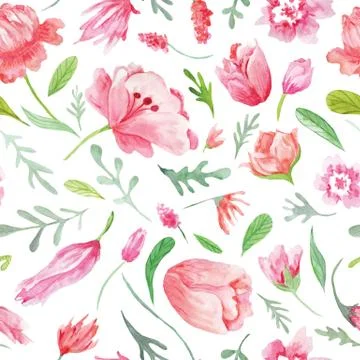 Watercolor Floral Pattern Stock Illustration