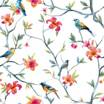 Watercolor floral pattern Stock Illustration