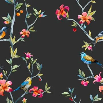 Watercolor floral pattern Stock Illustration