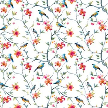 Watercolor floral pattern Stock Illustration
