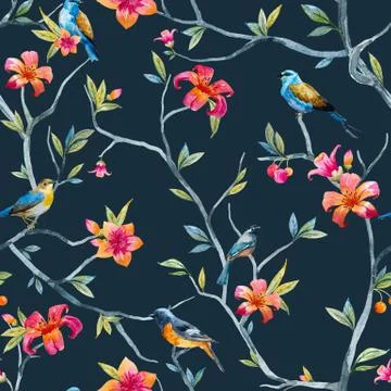 Watercolor floral pattern Stock Illustration