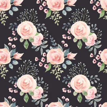 Watercolor floral pattern Stock Illustration