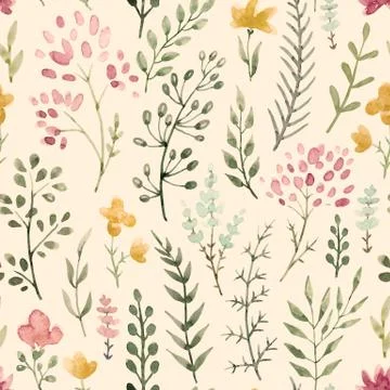 Watercolor floral pattern Stock Illustration