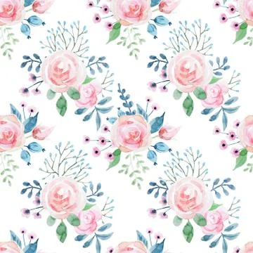 Watercolor floral pattern Stock Illustration