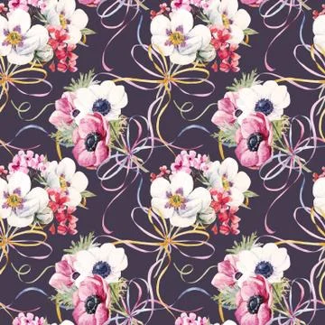 Watercolor floral pattern Stock Illustration