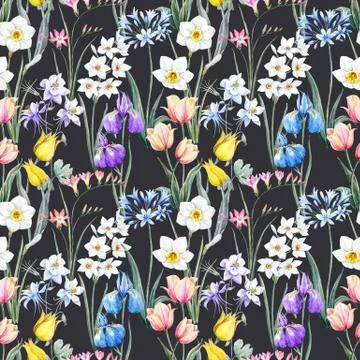 Watercolor floral pattern Stock Illustration