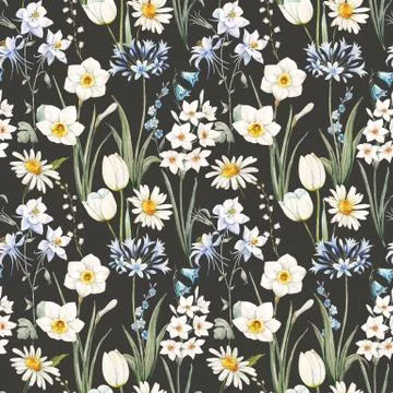 Watercolor floral pattern Stock Illustration