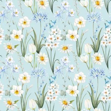 Watercolor floral pattern Illustrazione stock