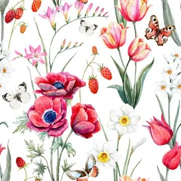 Watercolor floral pattern Stock Illustration