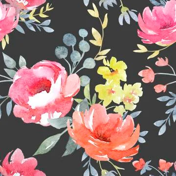 Watercolor floral pattern Stock Illustration