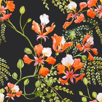 Watercolor floral pattern Stock Illustration