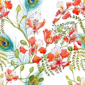 Watercolor floral pattern Stock Illustration