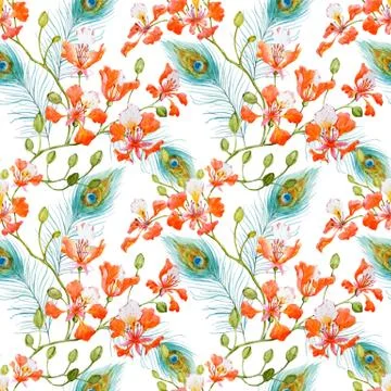 Watercolor floral pattern Stock Illustration