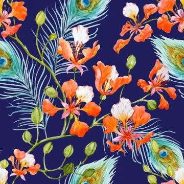 Watercolor floral pattern Stock Illustration