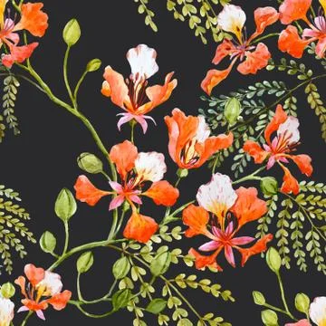 Watercolor floral pattern Stock Illustration