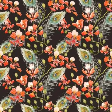Watercolor floral pattern Stock Illustration