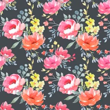 Watercolor floral pattern Stock Illustration