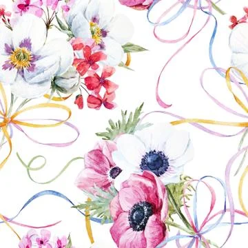 Watercolor floral pattern Stock Photos