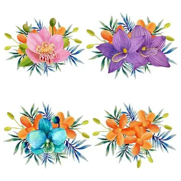 Watercolor floral set for your design Stock Illustration