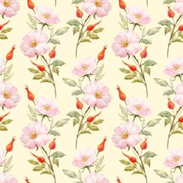 Watercolor floral summer vector pattern Stock Illustration
