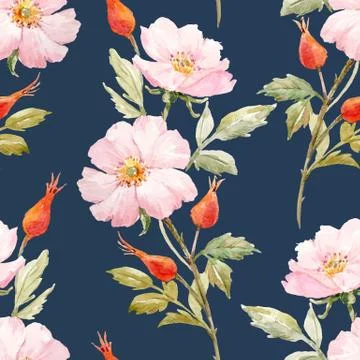 Watercolor floral summer vector pattern Stock Illustration