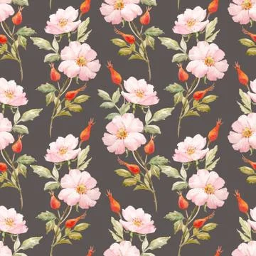 Watercolor floral summer vector pattern Stock Illustration