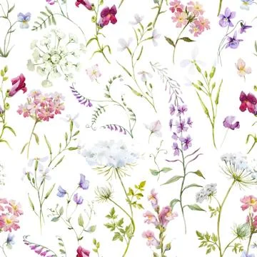 Watercolor floral summer vector pattern Stock Illustration